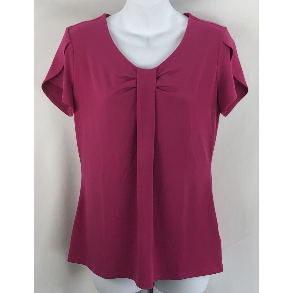 Vintage Babydoll Top M Raspberry Scoopneck Pleated dainty barbie career office
